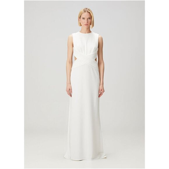 TADASHI SHOJI Tenney Maxi Evening Dress in White Size Medium - Picture 7 of 9